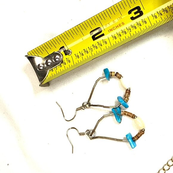 Southwestern Turquoise Earrings Silver Dangle Jewelry Boho Western Style - Picture 6 of 6